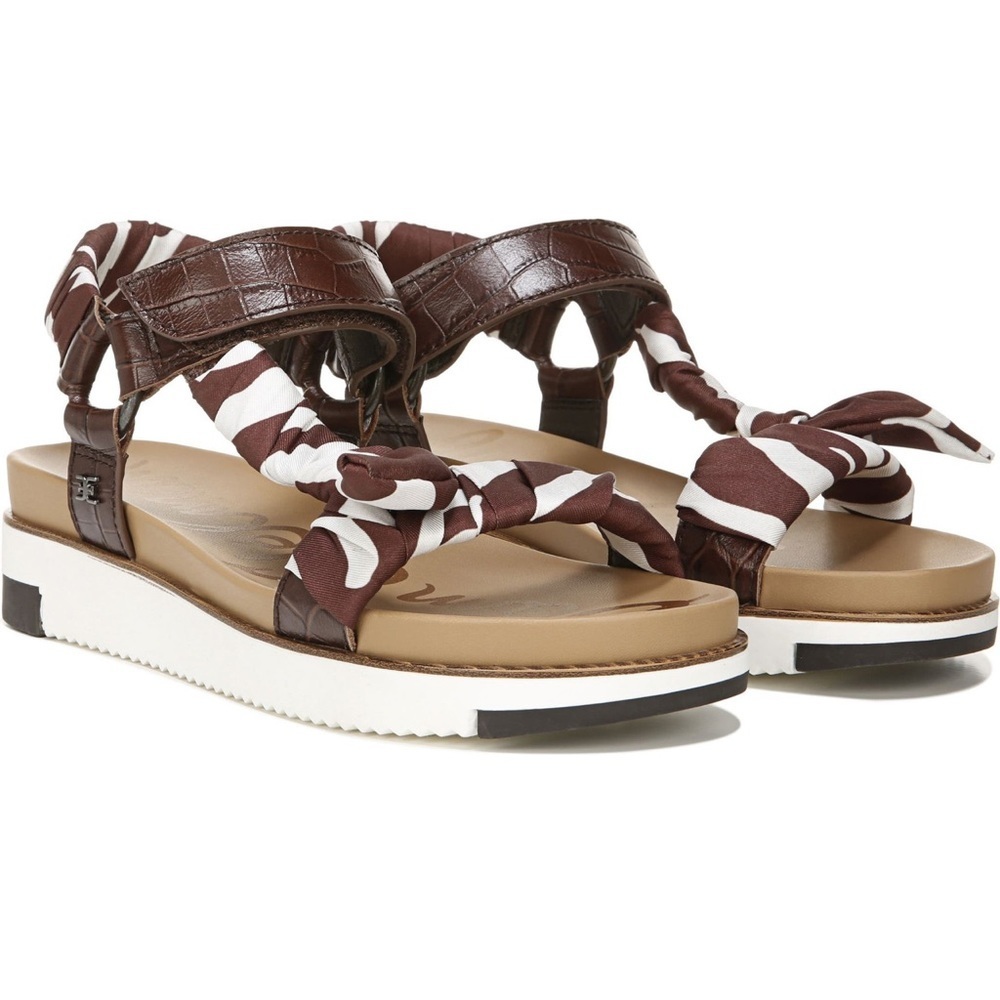 Sam Edelman Brown and White Strappy Sandals